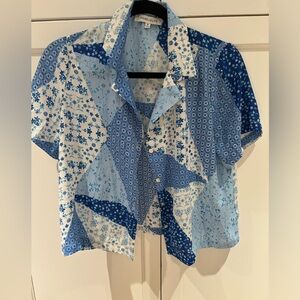 Cute crop paisley patchwork blouse